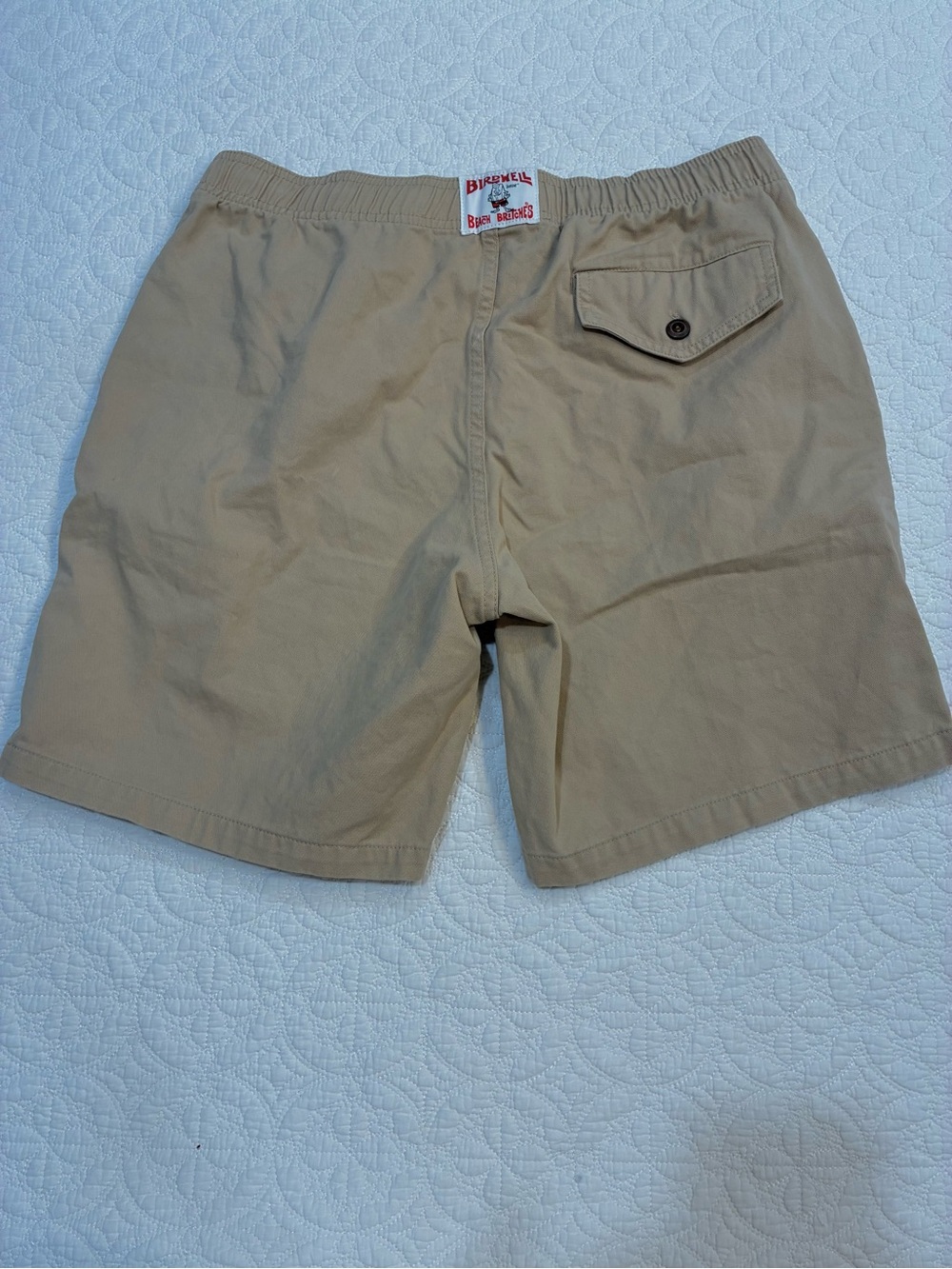 Birdwell Beach Britches Mens Size M Tan Khaki Elastic Waist Twill Beach Shorts